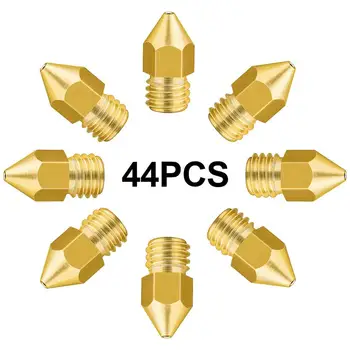 44PCS 3D Printer Pihustid MK8 Ekstruuderis Pea Creality CR-10 0,2 mm, 0,3 mm, 0.4 mm, 0,5 mm, 0.6 mm, 0.8 mm, 1.0 mm