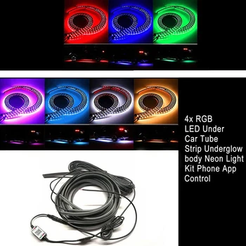4tk Auto RGB LED Valgus All LED Ribad Tuled, 7 Värvid Toru Alaosa Süsteemi Neoon Šassii Kerge Komplekt Serveri Jaoks Cruze
