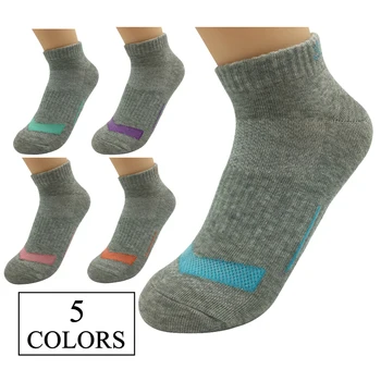 5 Paari/Palju Töötab Sokid Naiste Vabaaja Pahkluu Väljas Puuvill Värvilisi Triipe Compression Hallid Lühikesed Sokid Tüdrukud, Daamid 5 Värvid