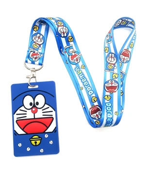 5 tk cartoon Doraemon kaelarihma Kaardi Bussi-ID Omanikud Identiteedi Märk kaelapaela kinnitamine