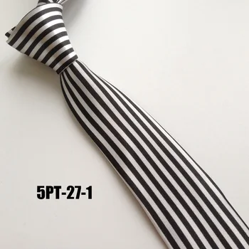 5cm Meeste Mood Kitsas Lips Populaarne Vabaaja Necktie Must Valge Vertikaalsete Triipudega Polü Sidemed