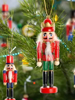 5TK jõuluehe Pähklipureja Ornament Komplekt Puidust Pähklipureja Arvandmed Rippuvad Kaunistused Christmas Tree Teenetemärgi