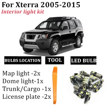 6Bulbs Auto LED Interjööri Kaart Dome Light Kit 2005-2012 2013 Nissan Xterra auto Pagasiruumi Lasti numbrimärk Lamp