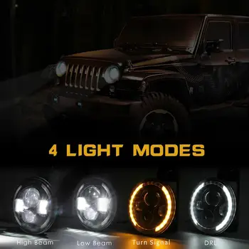 7 Tolline 150W Auto Esitulede Ring Must LED Vilkur koos Kõrge Madal Tala Valge PÄEVATULED Kollane suunatuli 15000LM jaoks Jeep Nääkleja