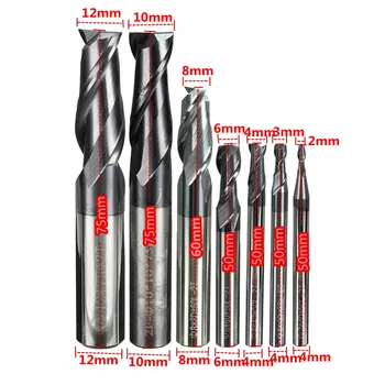 7TK Tahke Ränikarbiidi Sirge Varre Milling Cutter Kit Komplekt 2 Flute End Mill CNC Cutter Drill Bit Vahend 2/3/4/6/8/10/12mm