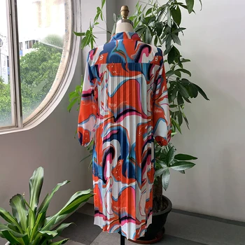 Aafrika Sifonki Naiste Plisseeritud Kleit Sügisel 2020 Pluss Suurus 3xl Trükitud Elegantne Office Lady Töö Särk, Kleit Mini Vintage Riided
