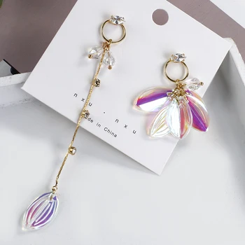 AENSOA 2020. aasta Uus korea Elegantne Asümmeetria Crystal Pikk Tutt Kõrvarõngad Naistele Lilled, Lehed Tilk Kõrvarõngas Pool Pulm Jewerly