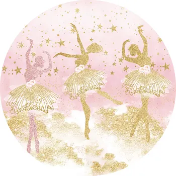 Allenjoy Ballett tüdruk ringi taustal kuldset tähte roosa pilve sünnipäeva printsess baby shower kohandatud taustaks decor photophone