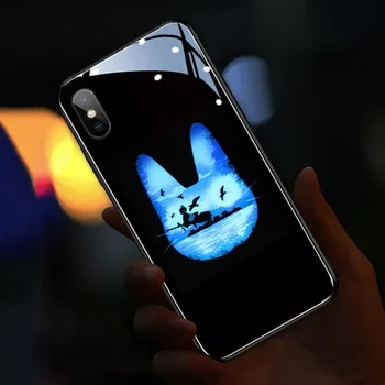 Armas Flash Valgustus Telefon Case for IPhone 6 7 8 X Pluss XR, XS Max 11 12 Pro Mini hääljuhtimine Led Karastatud Klaas Kaitsev Kate