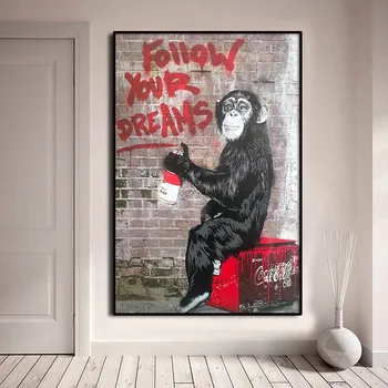 Armas Orangutang Lõuendile Maali Poster Print Quadros Wall Street Art Street Graffiti Pilt Elutuba Kodu Kaunistamiseks Cuadros