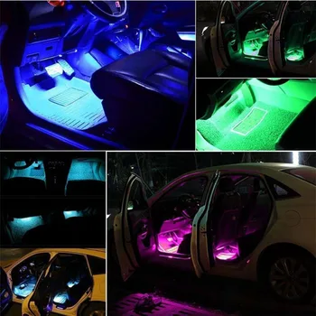 Auto atmosfääri lamp suu soolo atmosfääri LED valgustus, seitse värvi kaugjuhtimispult hääljuhtimine RGB muusika rütmi tuled 12SMD