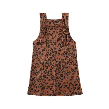 Beebi Tüdrukute Riided Tunked Väikelapse Lapsed strappy Leopard Rinnatüki Kleit Traksid Seelikud tasku vabaaja suvel Varustus 1-6Y