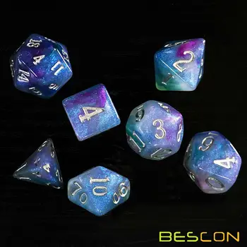 Bescon Maagiline Kivi Täringut Sari, 7tk Polyhedral RPG Dice Komplekt Haldjas Vaim, RoseQuartz, Kulla Maaki, Dragon Eyes