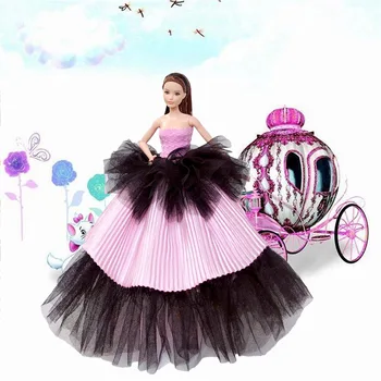 Besegad Mini Nukk Must Roosa Suur-seelik, mille Võrgusilma Pulm Kleit Pikk õhtukleit Riided Riided Tarvikud Barbie Mänguasi