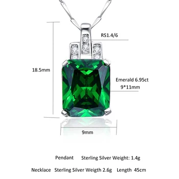 BONLAVIE 2017 Luksus 6.95 ct Emerald Ruut Rippvalgusti Võlu Tahke 925 Sterling Hõbe Vintage-Moe Kaelakee koos Elegantne Karp