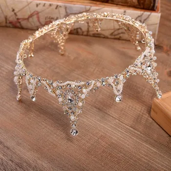 Bridal Crown Luksus Kristall Helmed Full Ring Tiara Naiste Kuninganna Diadem Pulmad Juuksed Ehted Âccessory Peapael Headdress SL