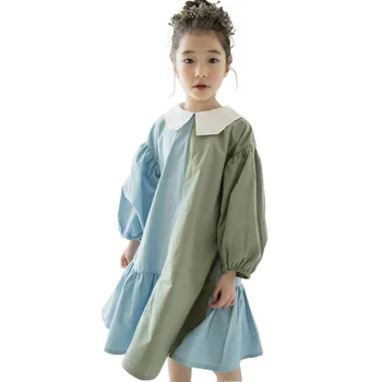 Brändi Kontrasti lahti Tüdrukud Dress Kaks Värvi Segast Laste Puuvillane Kleit Baby Printsess Kleit Isiksus Teismeliste Kleidid
