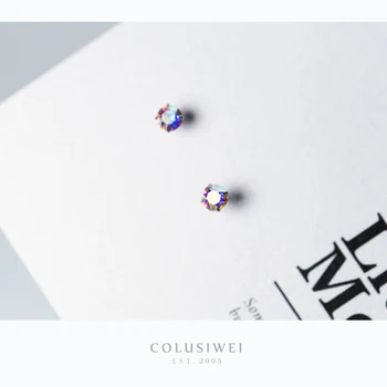 Colusiwei Mood 925 Sterling Hõbe Värviline Vikerkaar Crystal Väikesed Kõrvarõngad Naistele Sterling Hõbe Ehted 2019