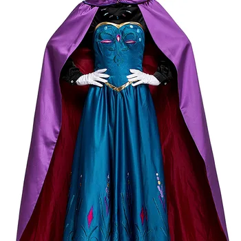 Deluxe Printsess Elsa Kostüüm Kleit Varjatud Kleit Täiskasvanud Naiste Pikk Cape Väljamõeldud Satiin Tikandid Cosplay Varustus Lady Halloween