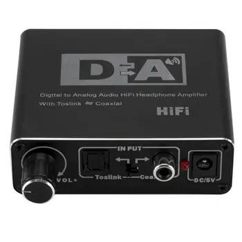 Digitaal-analoogmuundur fiber converter coaxial 5.1 kanaliga heli dekooder 3.5 kõrvaklapid koos reguleerimine