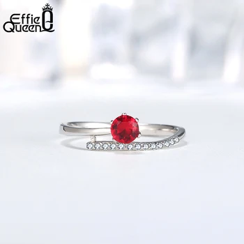 Effie Kuninganna 925 Hõbe Reguleeritav Sõrme Sõrmused Punane Kristall Kivi AAAA Tsirkoon Ringi Naine Ehted Pulmapidu Kingitus BR203