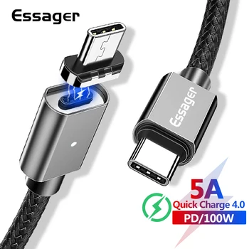 Essager Magnet-USB-C-Tüüpi USB-C Kaabel MacBook, iPhone, 11 Pro Max 100W PD Kiire Laadimine 4.0 3.0 5A Tüüp-C Magnetiga Laadija