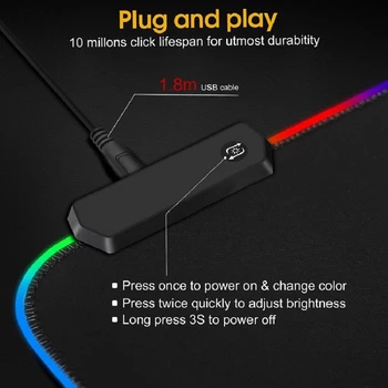 Gaming Mouse Pad RGB Mouse Pad Suur Gamer Hiir hiirepadi Mat Led valgus XXL Pind Mouse Pad Klaviatuuri Laua Mat kontrollitav