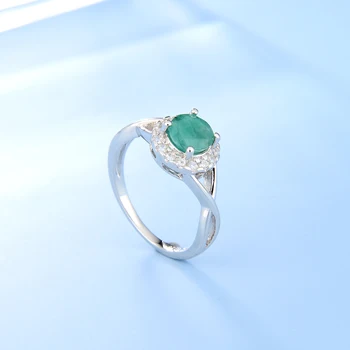 GEM BALLETT 925 Sterling Hõbe Kalliskivi Ring Looduslik Ring Roheline Emerald Halo Antiikmööbel Rõngad Naiste Birthstone Trahvi Ehteid
