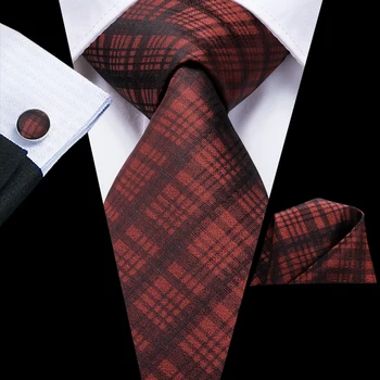 Hi-Tie Siid 20 Stiile Lipsud, Meeste Uudsus Hanky Cufflinks Set Meeste Lips Ametlik Punane Cravat Pulm Äri Necktie