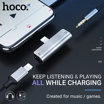 Hoco audio converter lightning-liides ja 3,5 mm kõrvaklappide adapter iphone kõrvaklapid dongle aux pesa laadimise muusika adapter