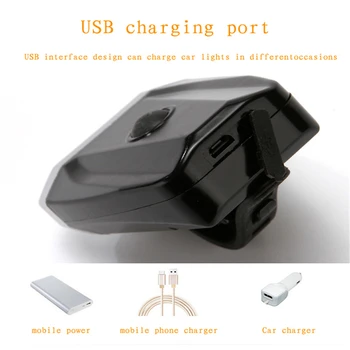 Induktsiooni jalgratta esitulede komplekt USB laetav smart vilkur koos sarv LED jalgratta lamp 4 režiimid