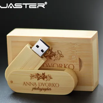 JASTER loominguline puidust Pöörata usb+kast mälupulk 4GB/8GB/16GB/32GB/64GB USB 2.0 External Storage (free custom logo)