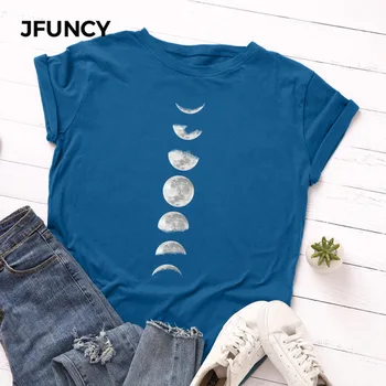JFUNCY Pluss Suurus Tshirt S-5XL noorkuu Print T-Särk Naistele Puuvill O Kaela Lühikese Varrukaga T-Särk Tops Suvel Vabaaja Särke