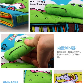 Jollybaby, Kelle Jalad krokodill Beebi Riiet Raamat Kõristid 3D Kujunevast Tegevus Loomade Raamat Imiku Laste Varajase Arengu Mänguasi