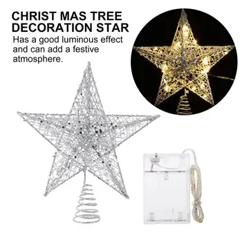 Jõulupuu Star Puu Torukübar Teenetemärgi Glitter Star String LED Lamp 5 Punkti Star jõulupidu Dekoratsioon, ilma Aku