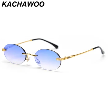 Kachawoo ovaalsed päikeseprillid rimless meeste sinine peegel retro päikeseprillid naistele ring metallist 2021 uue aasta kingitused kõrge kvaliteediga