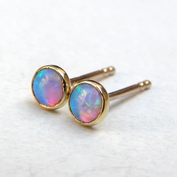 Klassikaline 4mm Väike Sinine Ring Opaal Kõrvarõngad Lihtne Kuld Kõrvarõngas Hõrk Naiste Ehted Aastapäeva Kingitus