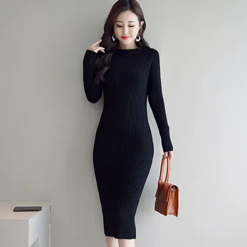 Korea Fashion Naine Koo Kleidid Talve Naine Kampsun, Bodycon Kleit Elegantne Kampsun Kleit Naiste Naiste Kampsunid Kleidid Vestido