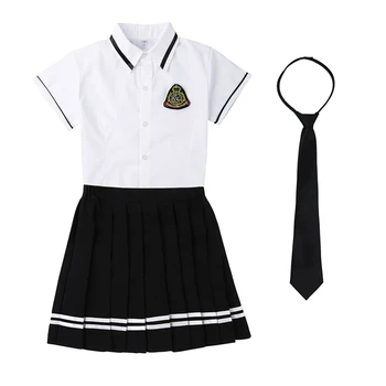 Korea Koolitüdruk ühtlane Valge Top, Must Seelik koos Märgi ja Tie Jaapani Madrus Vormirõivad, Õpilane Cosplay Kostüüm (Ülikond)