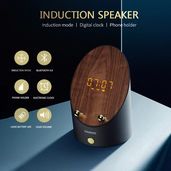 Kuum Puidust Kõneleja Smart Induktsiooni Mugav Kõlar Telefoni Omanik Kaasaskantav Mini Wireless Desktop Äratuskell Bluetooth Kõlar