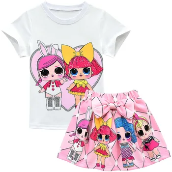 L. O. L. ÜLLATUS! Tüdruk Fashion Cartoon Riiete Komplekt T-Särk + Seelik Lapsed, Beebi Tops Tee T-särk Värvikas Seelikud Lol Nukud Komplekt