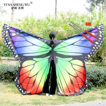 Lapse Täiskasvanutele Kõhutants Kostüüm Aksessuaar 2 Stiilis Tiivad Lapsed Bellydance Värvikas Monarch Butterfly Wings Pulgad