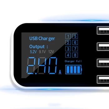 LED-Ekraan laadimisjaama 8Multi-Port USB Adapter Lauaarvuti Auto telefoni Laadija Nutikas Telefon Laadija Aku mobiiltelefoni