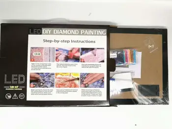 LED Full Ringi Puurida 5D DIY Diamond Maali 40x50cm Talv Talvel Lumi Maja eest Koju elutuba voodiga Tuba Teenetemärgi