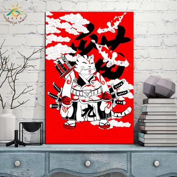 Loomade Kass Klassikalise Plakat Samurai Seina Prindib Moodsa Kunsti Raam Lõuendile Maali Poster Vintage Seina Art Pilt Magamistuba
