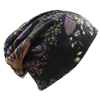 LOVINGSHA Sügis-Talv Floral Design Kahesuguse kasutusega Naiste Mütsid Feminino Skullies Beanies Daamid Õhuke Tüdruk Moe Sall HT063
