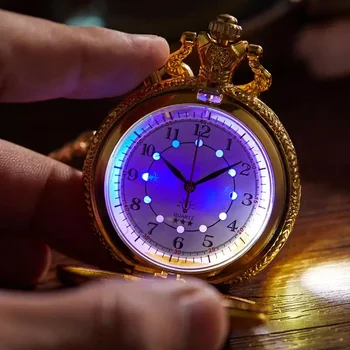 Luksuslik Kuldne Tim Burton Nightmare Enne Jõule Helendav LED Kvarts Pocket Watch Fashion Vabaaja Flash taskukella Kingitused