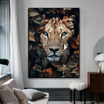 Lõuend Seina Art Plakat Loomade Plakat Pildid Tiiger Lõvid Džungel Lõuendile Maali Lõvi Plakat Elutuba Kaunistamine Seina Pildid