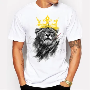 Meeste äravõtmisest 2019 mood lühikesed varrukad kuningas lõvi trükitud t-särk naljakas särk särgid Hipster O-kaeluse lahe tops