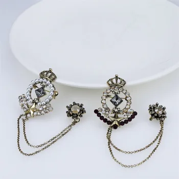 Moe-Vintage Pross Kroon Ehted Luxury Crystal Pearl Rhinestone Tutt Kett Prossid Naiste Kampsun, Ülikond Pin Tarvikud